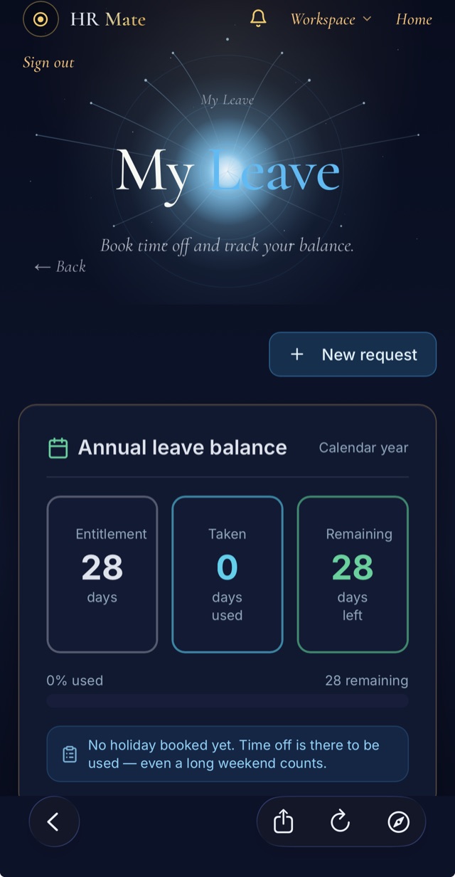 Their time off: HR Origin on an employee's phone
